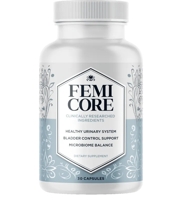 FemiCore women’s urinary health supplement bottle