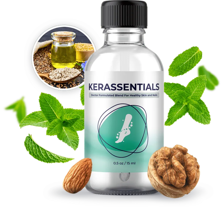 Kerassentials topical nail and skin oil bottle