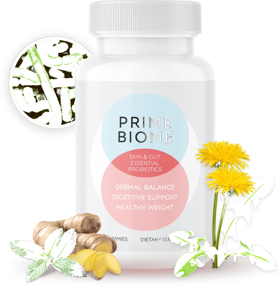 PrimeBiome probiotic gummy supplement bottle
